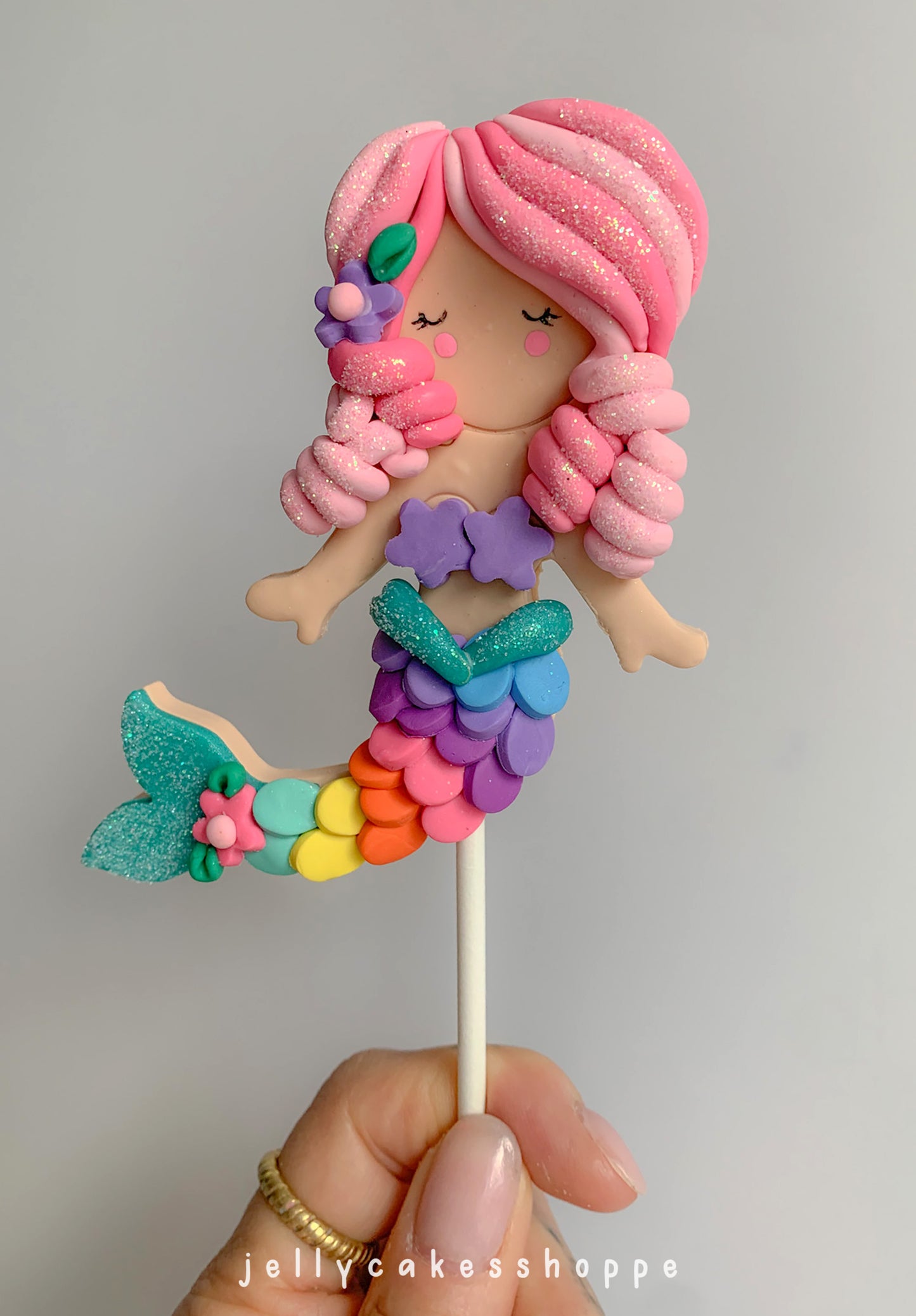 Rainbow Mermaid Cake Topper