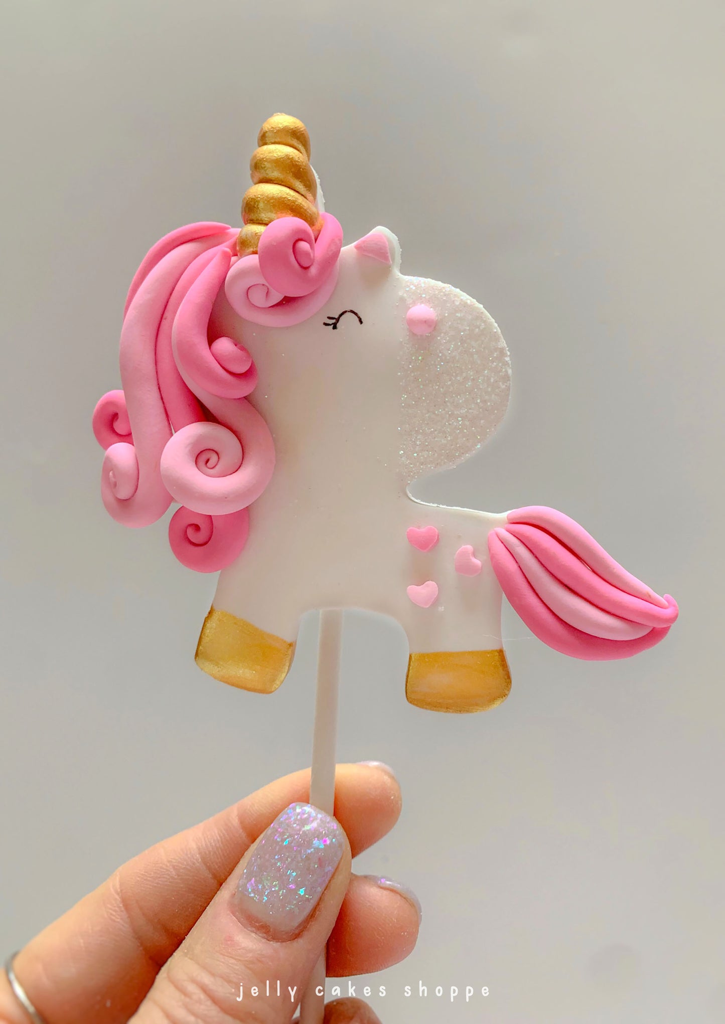 Pink Rainbow Unicorn Cake Topper