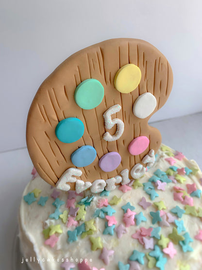 Paint Palette Cake Topper, Art Birthday Party Cake Decoration