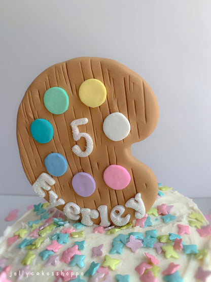 Paint Palette Cake Topper, Art Birthday Party Cake Decoration