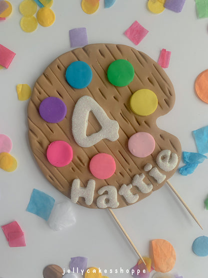 Paint Palette Cake Topper, Art Birthday Party Cake Decoration