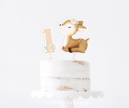 Printable Baby Deer Cake Decorations for Baby's 1st Birthday