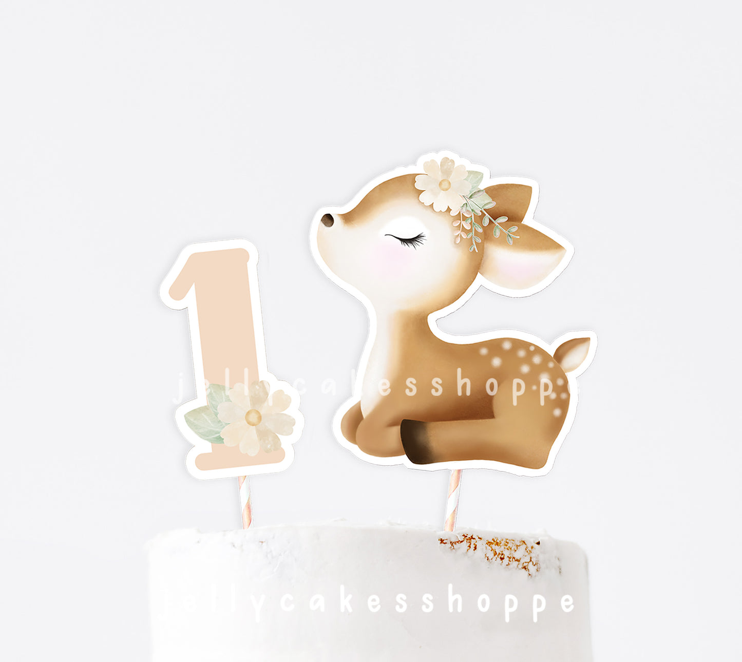 Printable Baby Deer Cake Decorations for Baby's 1st Birthday
