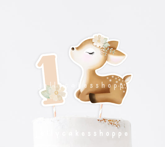 Printable Baby Deer Cake Decorations for Baby's 1st Birthday