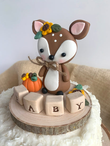Autumn Woodland Deer Cake Topper for Birthdays and Baby Showers