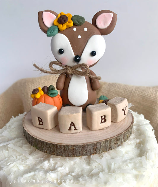 Autumn Woodland Deer Cake Topper for Birthdays and Baby Showers