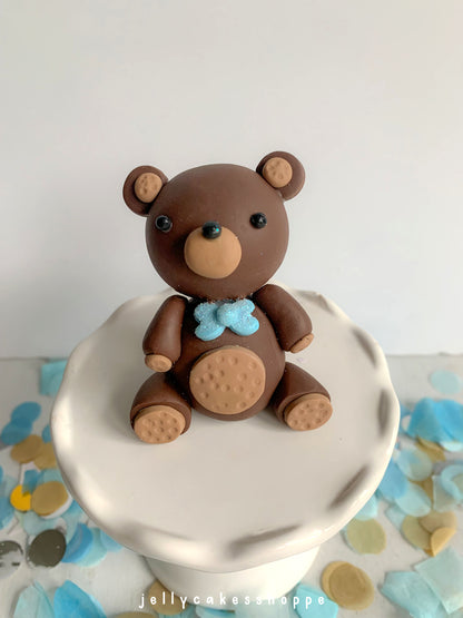 Teddy Bear Cake Topper for Boy's Birthday and Baby Shower