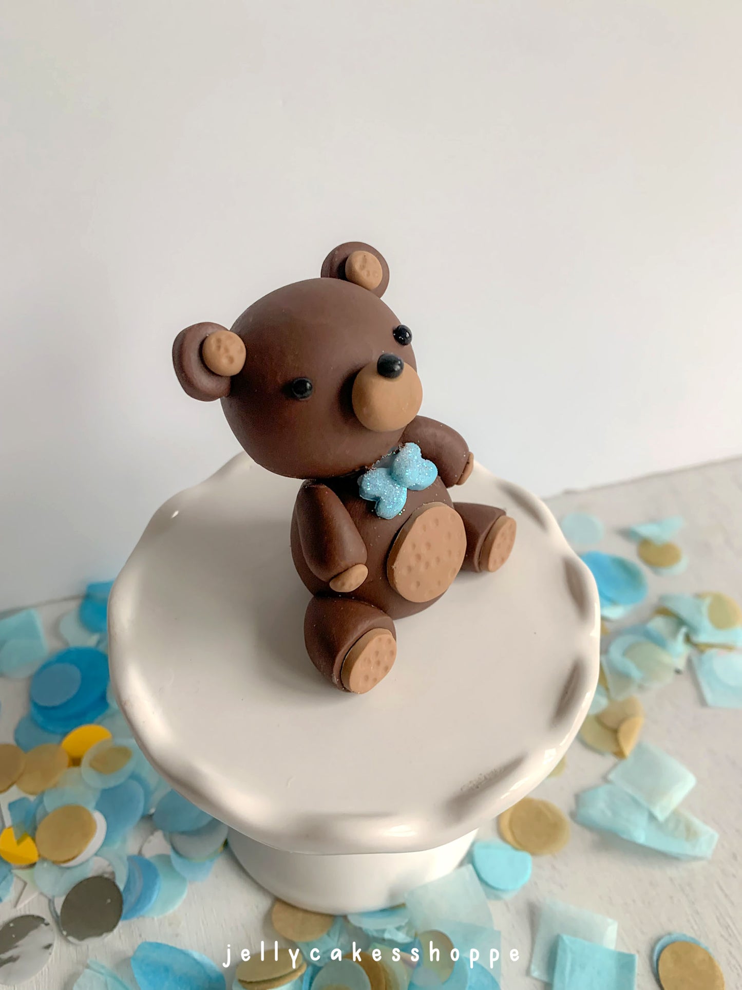 Teddy Bear Cake Topper for Boy's Birthday and Baby Shower