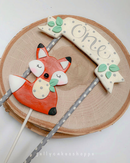 Woodland Fox 1st Birthday Cake Topper for Boy, Woodland Baby Shower Cake Decoration