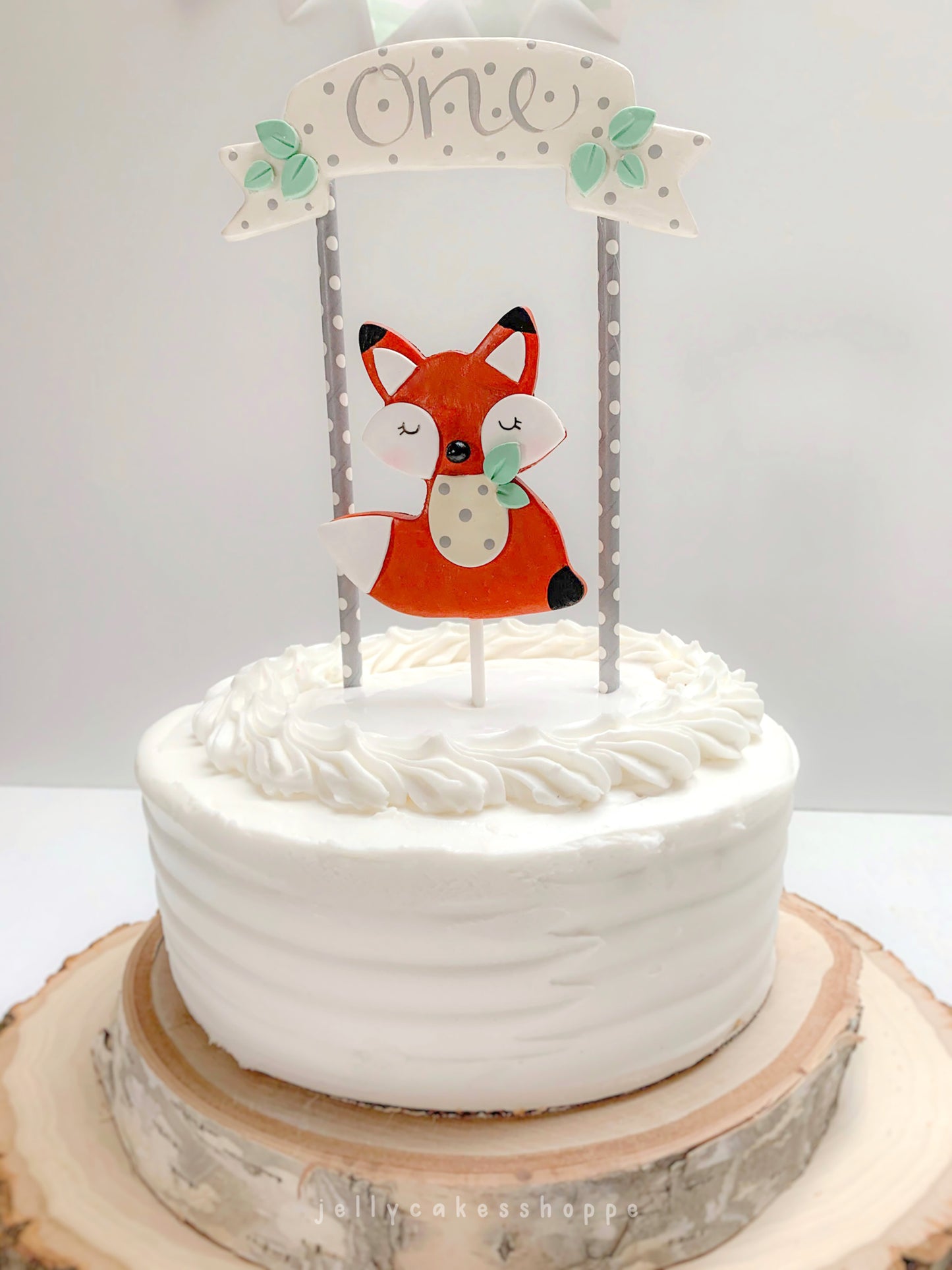Woodland Fox 1st Birthday Cake Topper for Boy, Woodland Baby Shower Cake Decoration