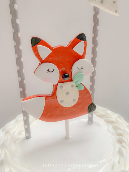 Woodland Fox 1st Birthday Cake Topper for Boy, Woodland Baby Shower Cake Decoration