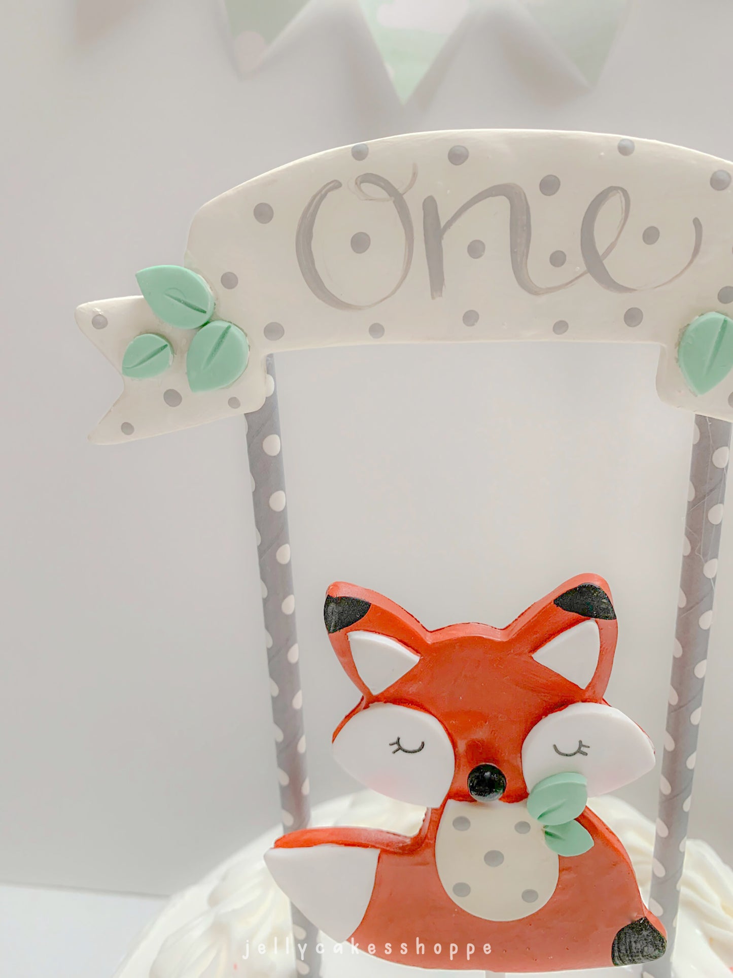 Woodland Fox 1st Birthday Cake Topper for Boy, Woodland Baby Shower Cake Decoration