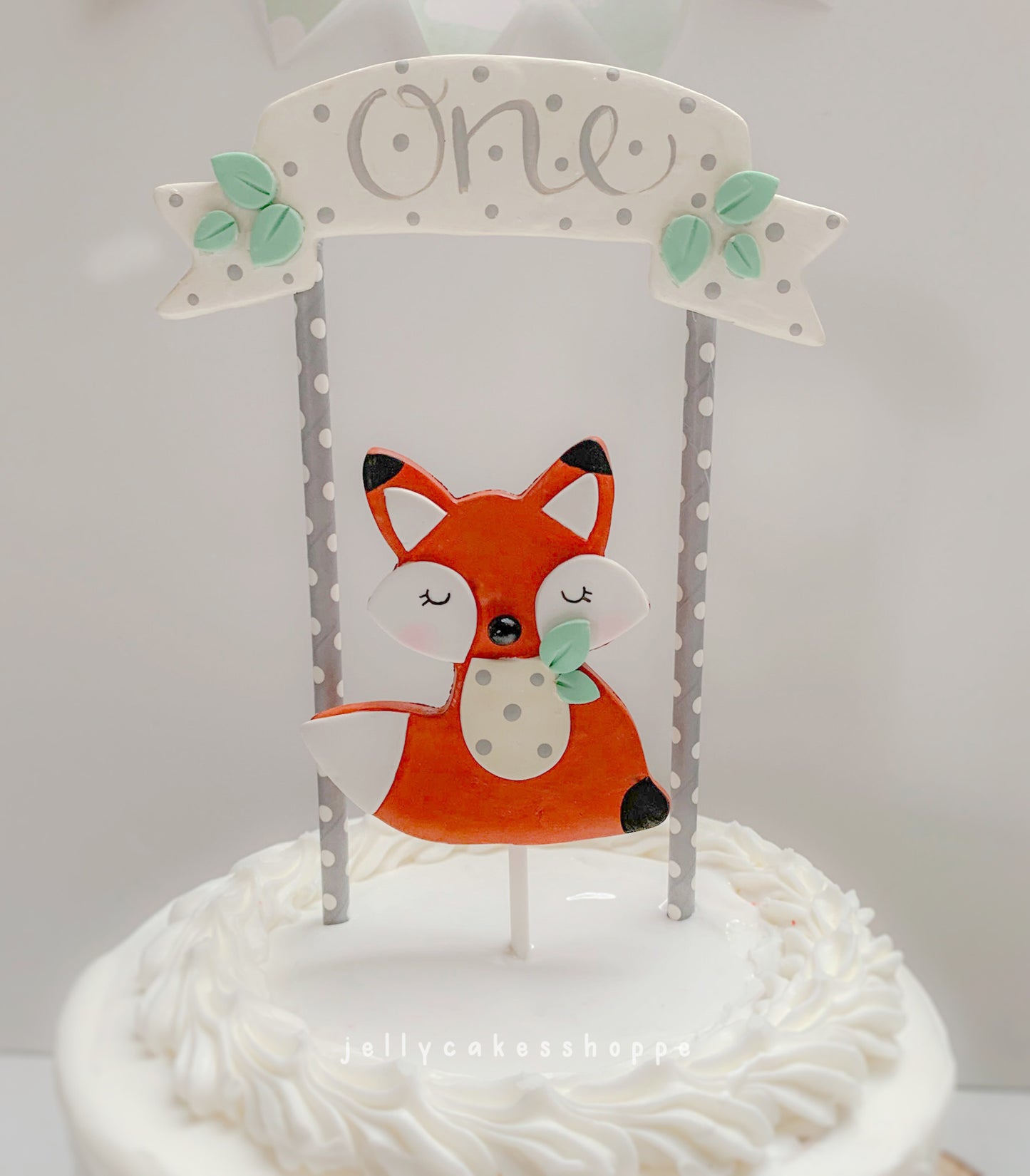 Woodland Fox 1st Birthday Cake Topper for Boy, Woodland Baby Shower Cake Decoration