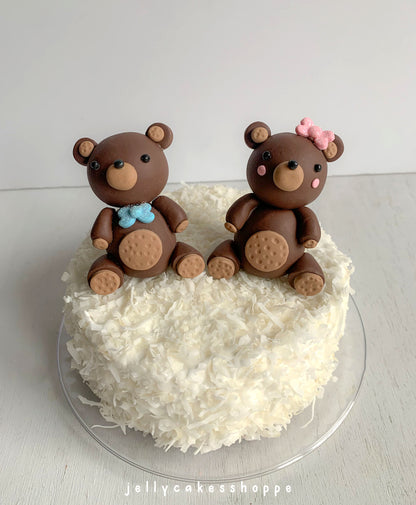 Teddy Bear Cake Topper for Boy's Birthday and Baby Shower