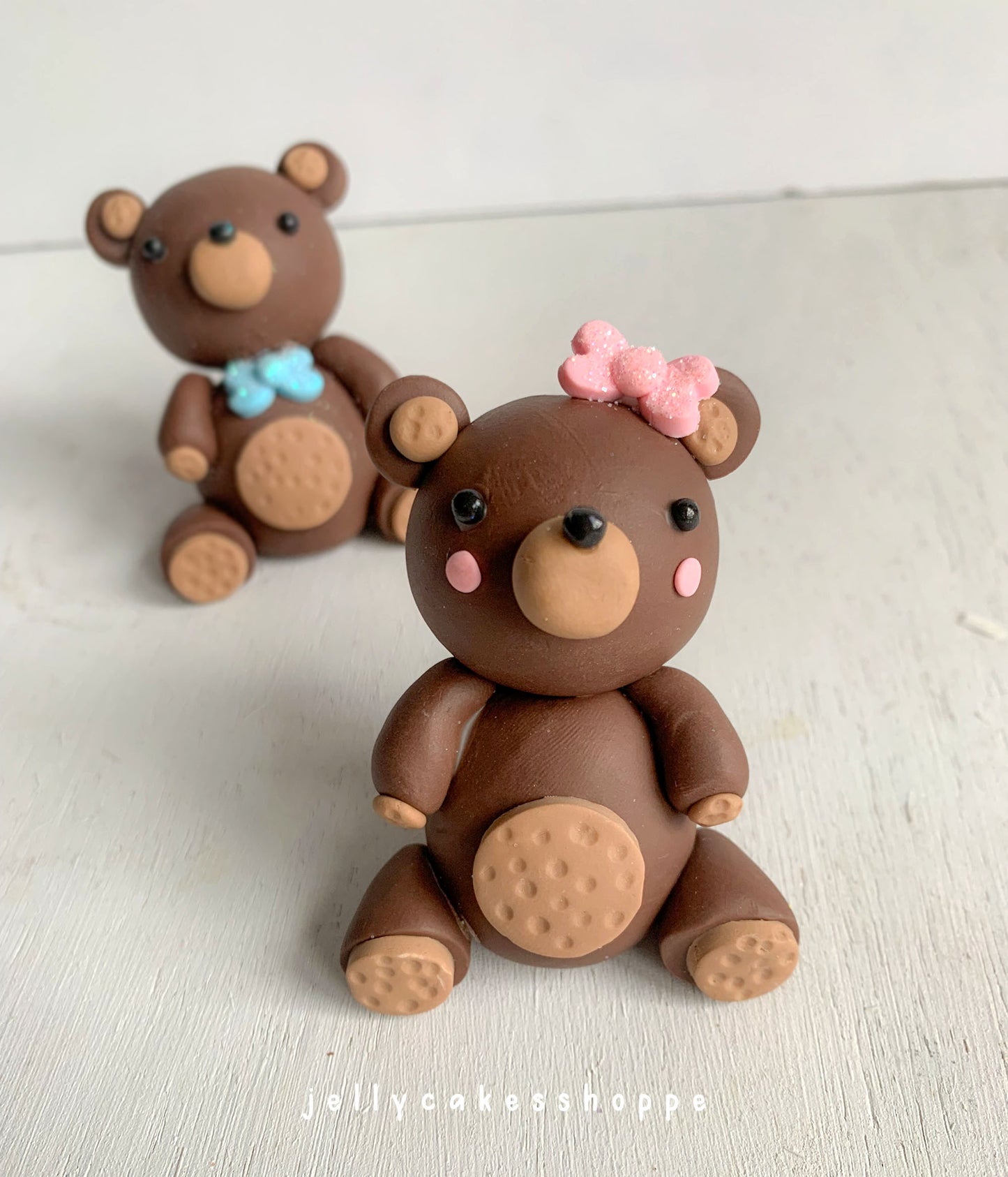 Teddy Bear Cake Topper for Girl's Birthday and Baby Shower