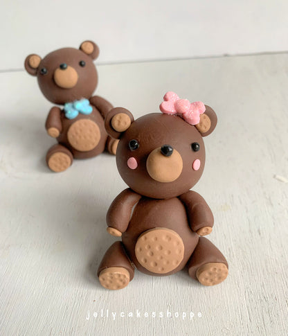 Teddy Bear Cake Topper for Girl's Birthday and Baby Shower