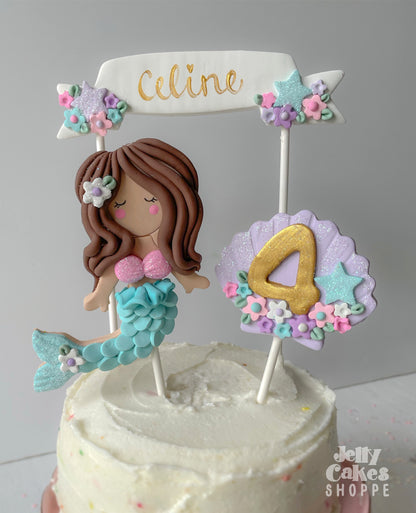 Pastel Mermaid Cake Decorations