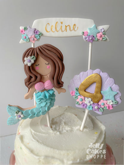 Pastel Mermaid Cake Decorations