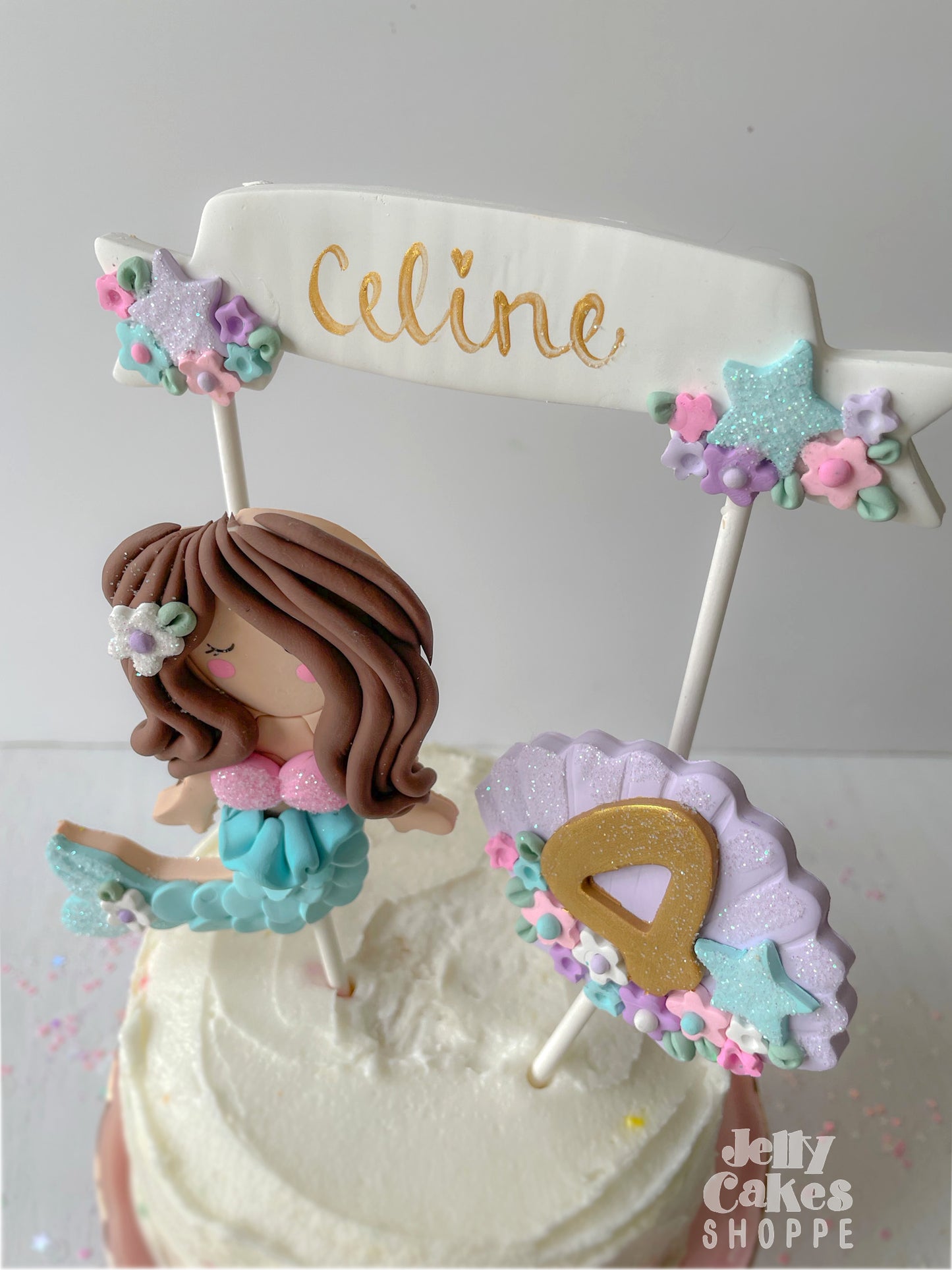 Pastel Mermaid Cake Decorations