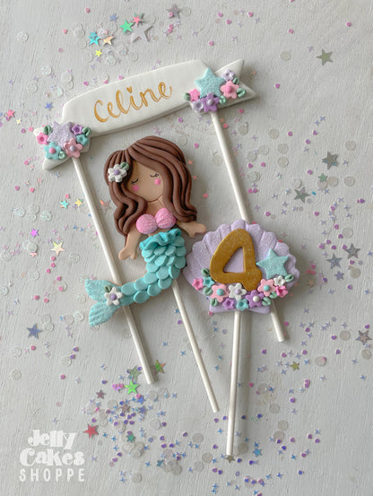 Pastel Mermaid Cake Decorations