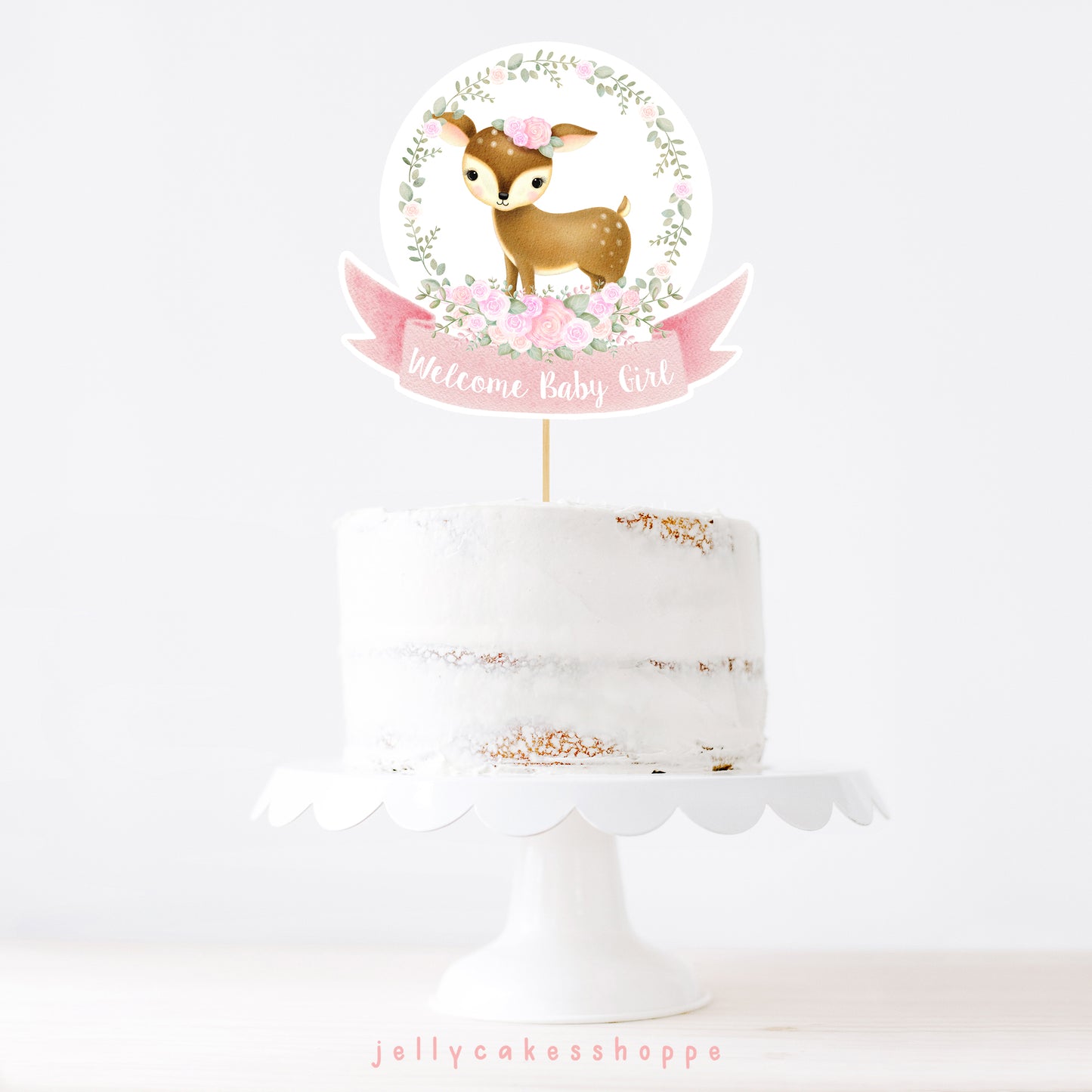 Printable Woodland Deer Cake Topper for Baby Shower
