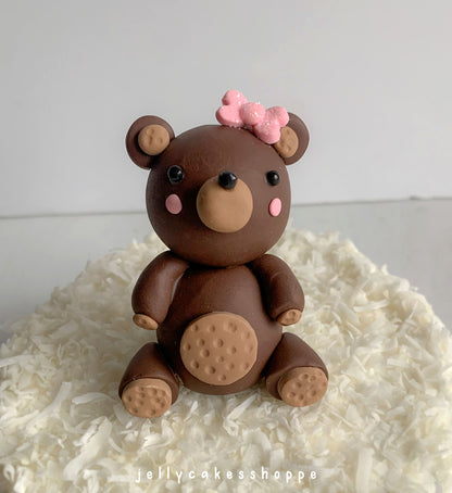 Teddy Bear Cake Topper for Girl's Birthday and Baby Shower