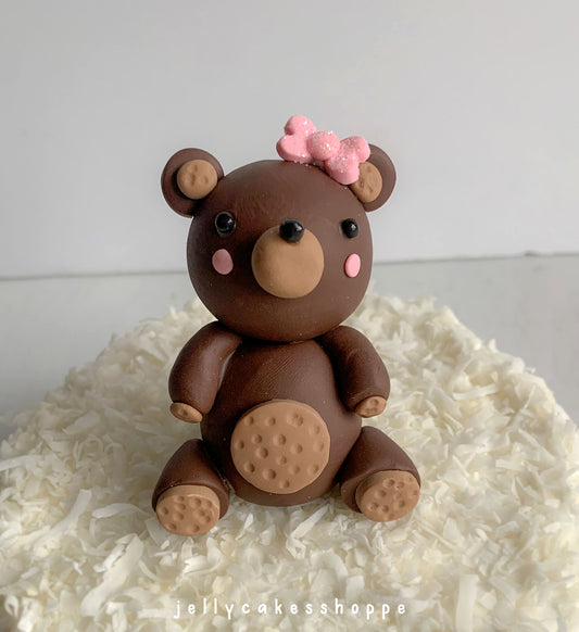 Teddy Bear Cake Topper for Girl's Birthday and Baby Shower