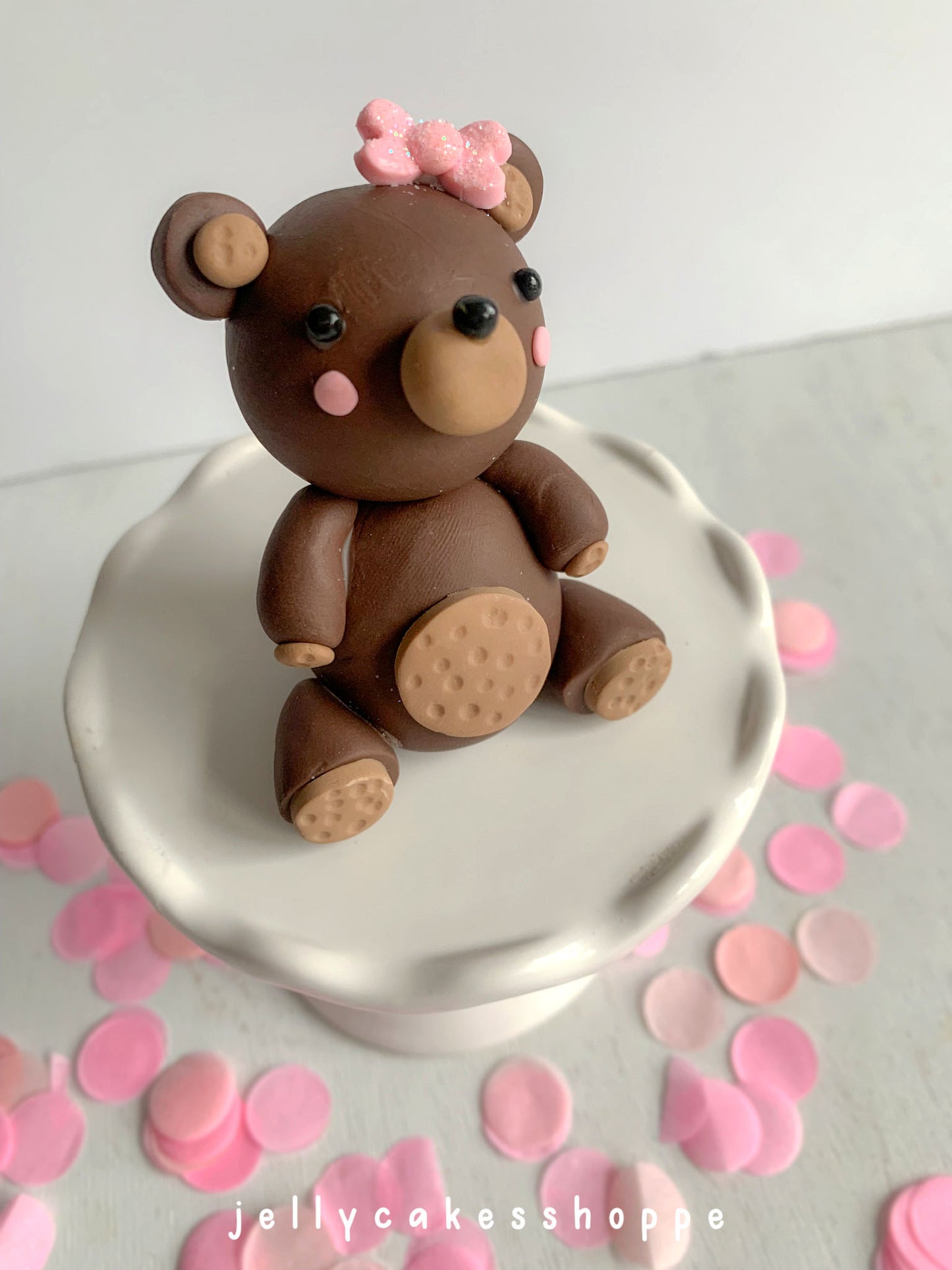 Teddy Bear Cake Topper for Girl's Birthday and Baby Shower