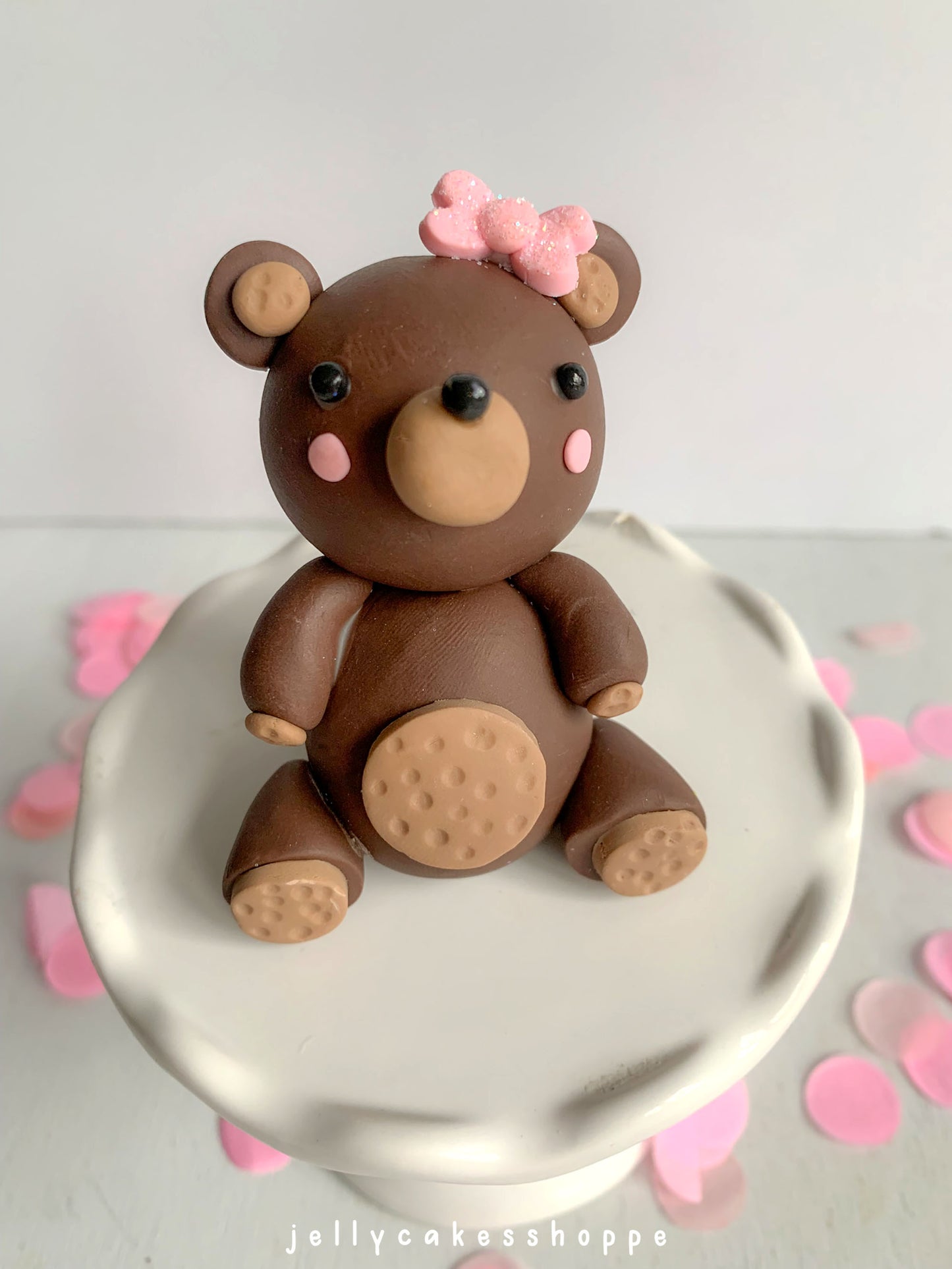 Teddy Bear Cake Topper for Girl's Birthday and Baby Shower