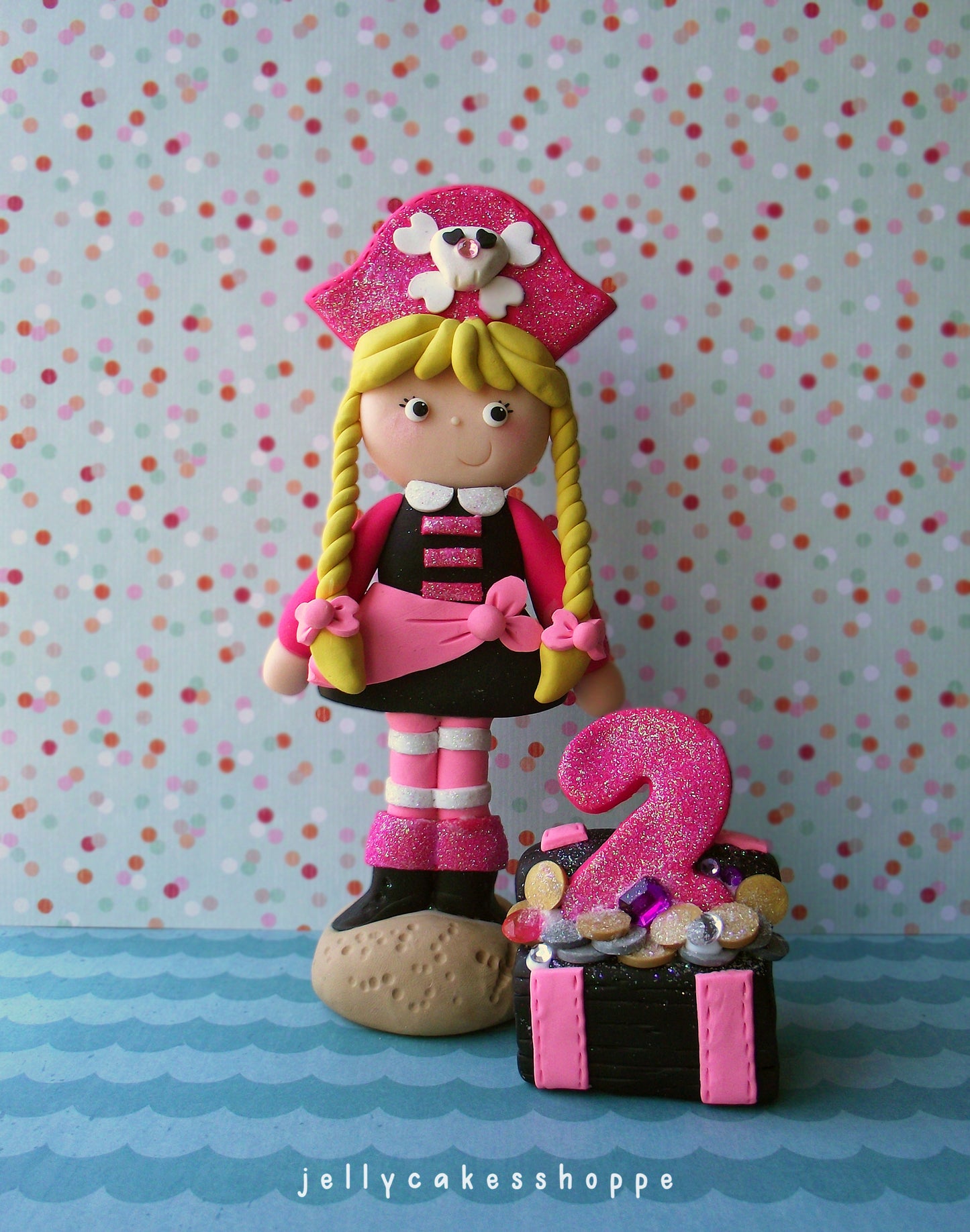 Pink Pirate Ship Cake Topper