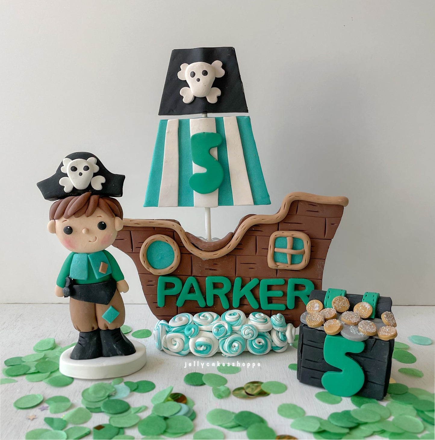 Pirate Ship Cake Topper Set