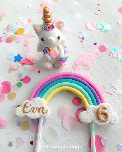 Rainbow Kittycorn Cake Decorations
