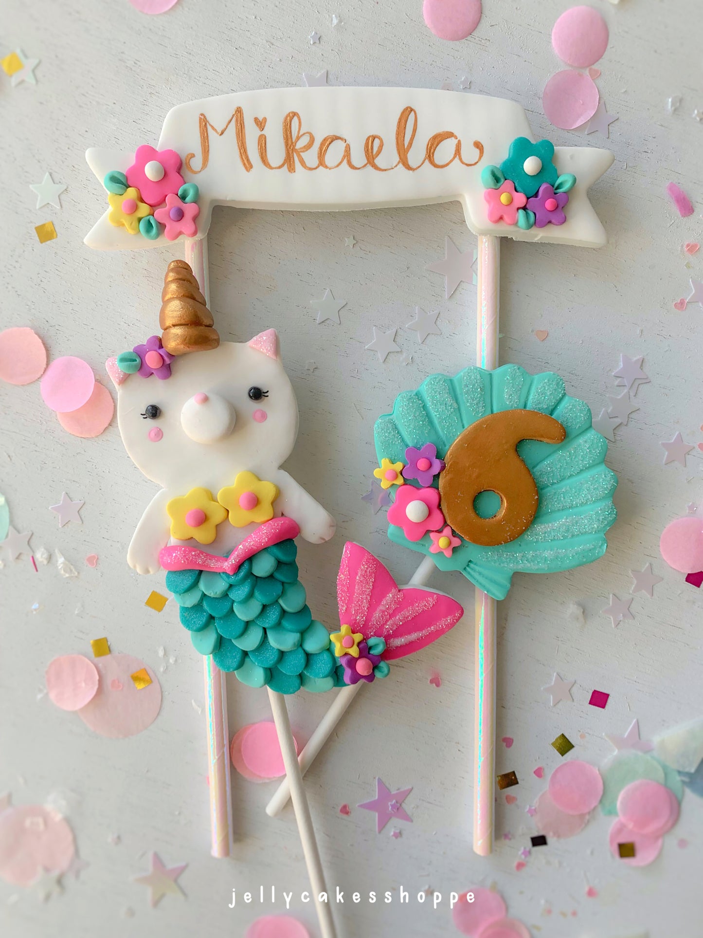 Mermaid Kittycorn Cake Topper, Merkitty Birthday