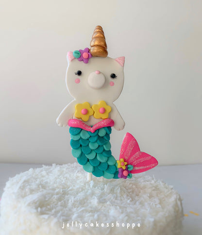 Mermaid Kittycorn Cake Topper, Merkitty Birthday
