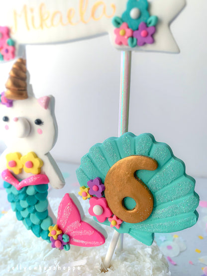 Mermaid Kittycorn Cake Topper, Merkitty Birthday
