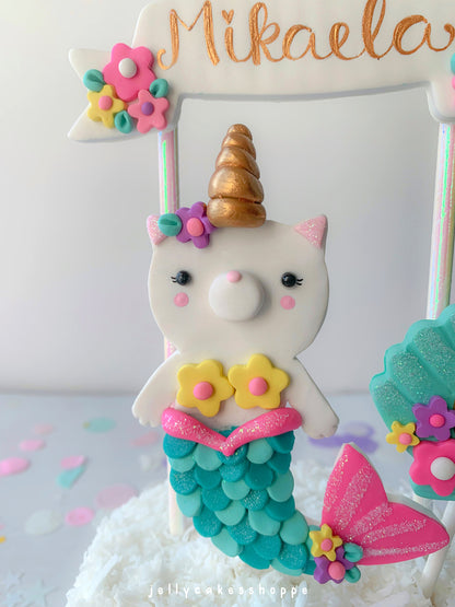 Mermaid Kittycorn Cake Topper, Merkitty Birthday