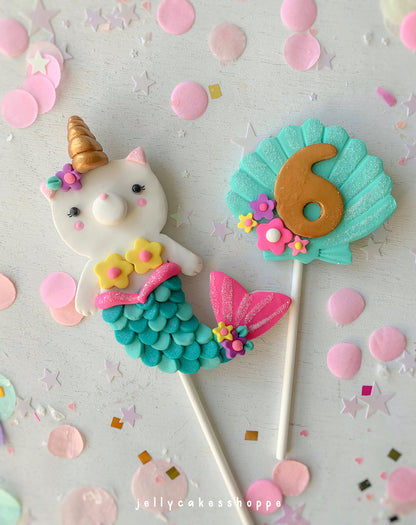Mermaid Kittycorn Cake Topper, Merkitty Birthday
