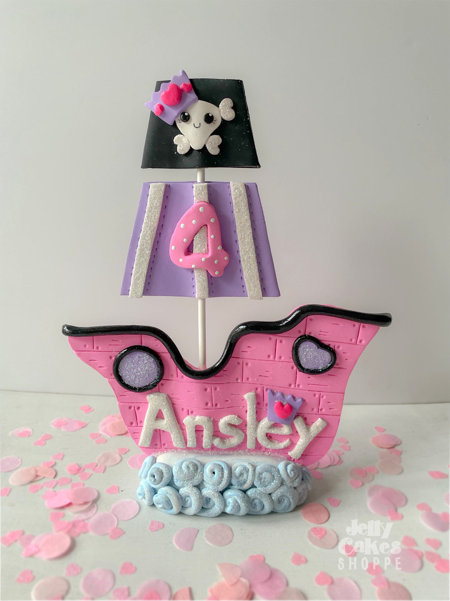 Pink Pirate Ship Cake Topper