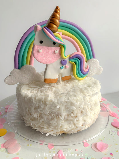 Pastel Rainbow Unicorn Birthday Cake Decorations