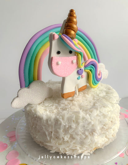 Pastel Rainbow Unicorn Birthday Cake Decorations