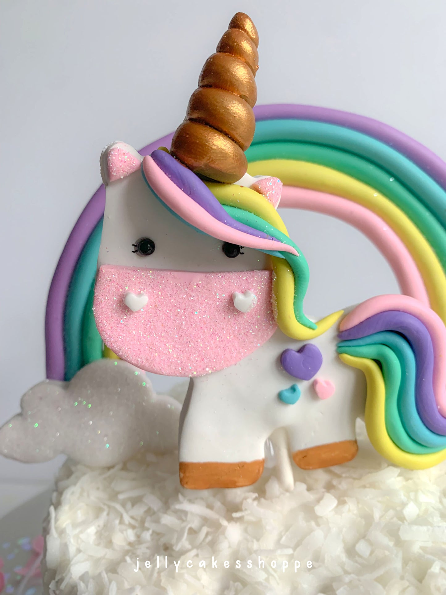 Pastel Rainbow Unicorn Birthday Cake Decorations