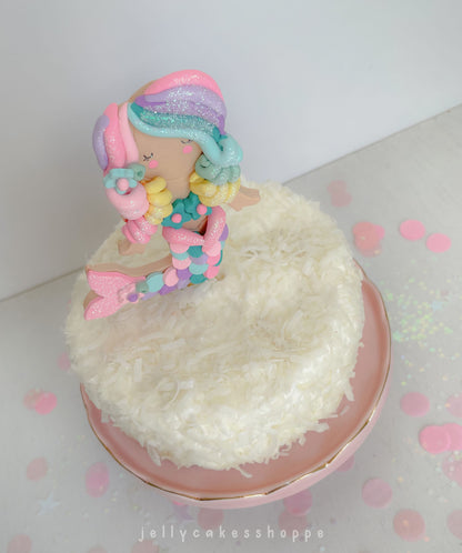 Pastel Rainbow Mermaid Cake Topper