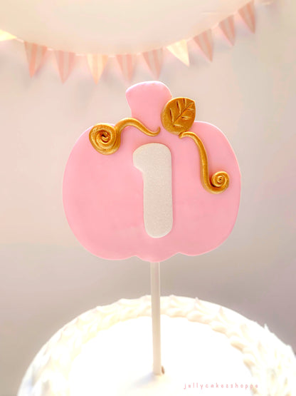 Pink Pumpkin Cake Topper