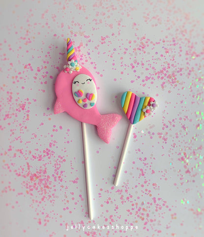 Rainbow Narwhal Cake Topper