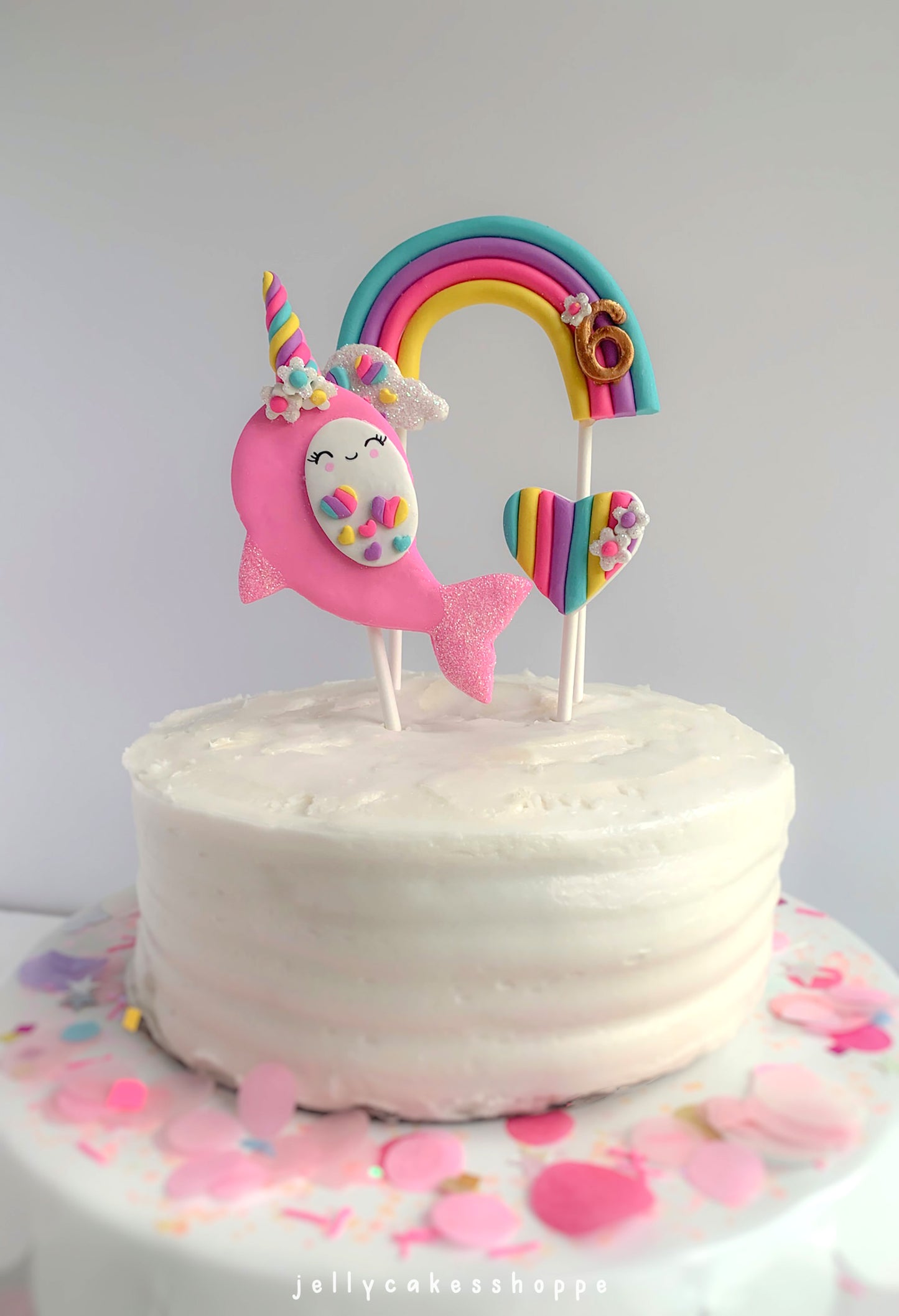 Rainbow Narwhal Cake Topper