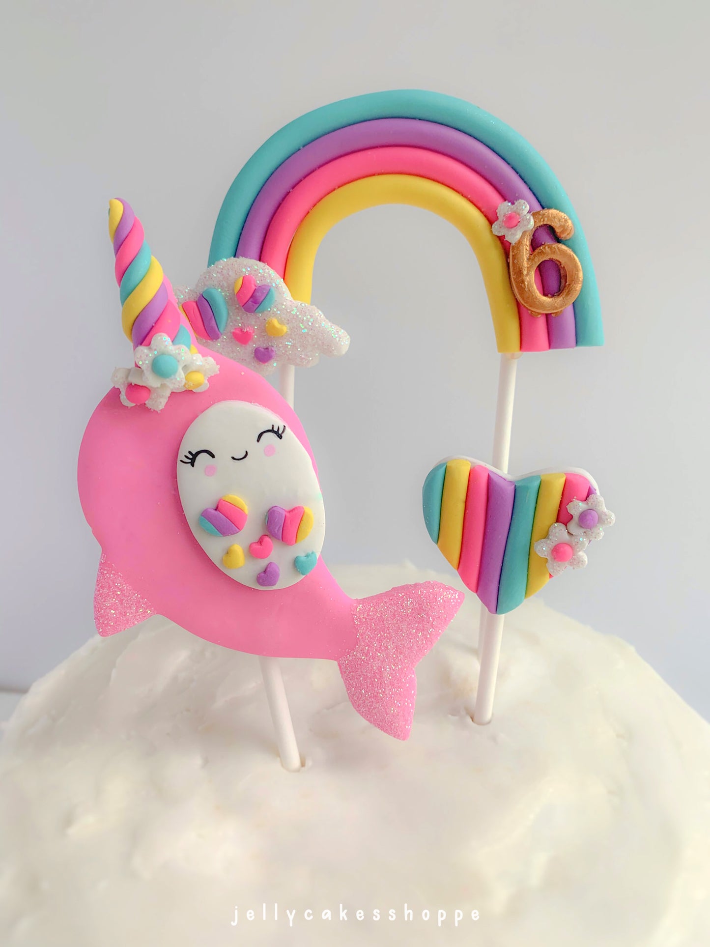 Rainbow Narwhal Cake Topper