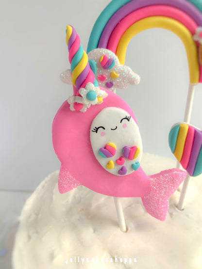 Rainbow Narwhal Cake Topper