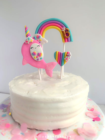 Rainbow Narwhal Cake Topper
