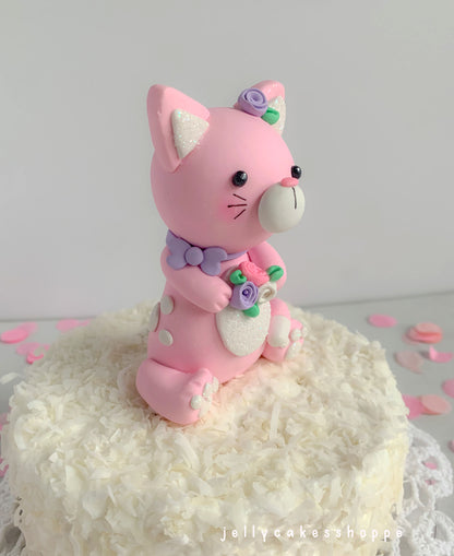 Pink Kitty Cake Topper for Birthday and Baby Showers