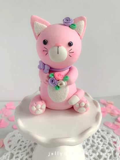Pink Kitty Cake Topper for Birthday and Baby Showers